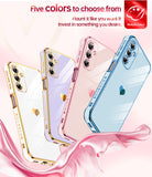 LeYi for Galaxy A14-5G Phone Case: Screen Protector [2 Pcs]+ Full Camera Lens Protection, Love Heart Plating Girly Luxury Shockproof Cell Cover Basic