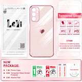 LeYi for Galaxy A14-5G Phone Case: Screen Protector [2 Pcs]+ Full Camera Lens Protection, Love Heart Plating Girly Luxury Shockproof Cell Cover Basic