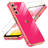 LeYi for Galaxy A14-5G Phone Case: Screen Protector [2 Pcs]+ Full Camera Lens Protection, Love Heart Plating Girly Luxury Shockproof Cell Cover Basic