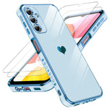 LeYi for Galaxy A14-5G Phone Case: Screen Protector [2 Pcs]+ Full Camera Lens Protection, Love Heart Plating Girly Luxury Shockproof Cell Cover Basic