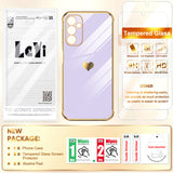 LeYi for Galaxy A14-5G Phone Case: Screen Protector [2 Pcs]+ Full Camera Lens Protection, Love Heart Plating Girly Luxury Shockproof Cell Cover Basic