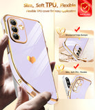 LeYi for Samsung Galaxy A26-5G Phone Case: with Tempered Glass Screen Protector [2 Pcs]+ Full Camera Lens Protection, Love Heart Plating Women Luxury Soft TPU Shockproof