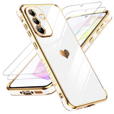 LeYi for Galaxy A36-5G Phone Case: for Samsung A36-5G Case Screen Protector [2 Pcs]+ Full Camera Lens Protection, Love Heart Plating Luxury Shockproof