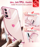 LeYi for Galaxy A36-5G Phone Case: for Samsung A36-5G Case Screen Protector [2 Pcs]+ Full Camera Lens Protection, Love Heart Plating Luxury Shockproof