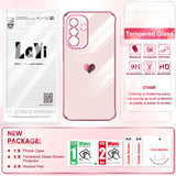 LeYi for Galaxy A36-5G Phone Case: for Samsung A36-5G Case Screen Protector [2 Pcs]+ Full Camera Lens Protection, Love Heart Plating Luxury Shockproof