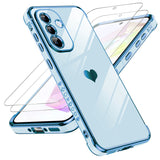 LeYi for Galaxy A36-5G Phone Case: for Samsung A36-5G Case Screen Protector [2 Pcs]+ Full Camera Lens Protection, Love Heart Plating Luxury Shockproof