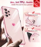 LeYi Compatible for Galaxy A53-5G Phone Case: Phone Basic Cover with Tempered Glass Screen Protector [2 Pcs] Protection,Love Heart Plating Celular Case