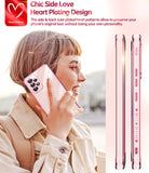 LeYi Compatible for Galaxy A53-5G Phone Case: Phone Basic Cover with Tempered Glass Screen Protector [2 Pcs] Protection,Love Heart Plating Celular Case