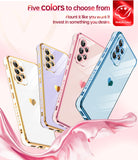 LeYi Compatible for Galaxy A53-5G Phone Case: Phone Basic Cover with Tempered Glass Screen Protector [2 Pcs] Protection,Love Heart Plating Celular Case