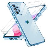 LeYi Compatible for Galaxy A53-5G Phone Case: Phone Basic Cover with Tempered Glass Screen Protector [2 Pcs] Protection,Love Heart Plating Celular Case