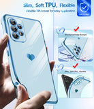 LeYi Compatible for Galaxy A53-5G Phone Case: Phone Basic Cover with Tempered Glass Screen Protector [2 Pcs] Protection,Love Heart Plating Celular Case