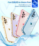 LeYi Compatible for Galaxy A53-5G Phone Case: Phone Basic Cover with Tempered Glass Screen Protector [2 Pcs] Protection,Love Heart Plating Celular Case