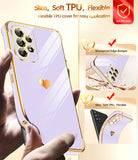 LeYi Compatible for Galaxy A53-5G Phone Case: Phone Basic Cover with Tempered Glass Screen Protector [2 Pcs] Protection,Love Heart Plating Celular Case