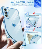 LeYi for Galaxy S21-FE 5G Case: S21 FE 5G Phone Case Screen Protector [2 Pcs]+ Full Camera Lens Protection,Love Heart Plating Girly Women Luxury Soft TPU Shockproof
