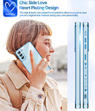 LeYi for Galaxy S21-FE 5G Case: S21 FE 5G Phone Case Screen Protector [2 Pcs]+ Full Camera Lens Protection,Love Heart Plating Girly Women Luxury Soft TPU Shockproof