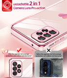LeYi for Samsung A52 Phone case: with Tempered Glass Screen Protector [2 Pcs] + Full Camera Protection, Love Heart Plating Girly Women Soft TPU Case