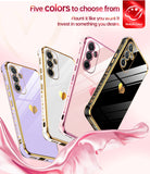 LeYi Compatible for Galaxy A54-5G Phone Case: with 2Pcs Tempered Glass Screen Protector+ Full Camera Lens Protection,[Love Heart Pattern] Plating Gold Edge