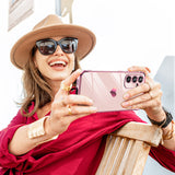 LeYi for Samsung Galaxy S23-FE Case: Tempered Glass Screen Protector [2 Pcs]+ Full Camera Lens Protection, Love Heart Plating Women Cute Luxury Soft TPU Shockproof