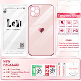 LeYi for iPhone-11-Pro Max Case: with Tempered Glass Screen Protector [2 Pcs]+ Full Camera Lens Protection,Love Heart Plating Girly Women Luxury Soft TPU Shockproof Case