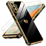 LeYi for Samsung Galaxy A23 5G Case: with Screen Protector [2 Pcs]+ Full Camera Protection, Love Heart Plating Girly Women Cute Luxury Soft TPU Case