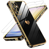 LeYi for Samsung Galaxy A25 5G Phone Case: with Tempered Glass Screen Protector [2 Pcs]+ Full Camera Lens Protection, Love Heart Plating Women Luxury Soft TPU Shockproof Case