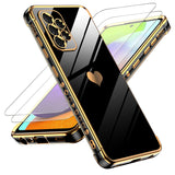 LeYi for Samsung A52 Phone case: with Tempered Glass Screen Protector [2 Pcs] + Full Camera Protection, Love Heart Plating Girly Women Soft TPU Case
