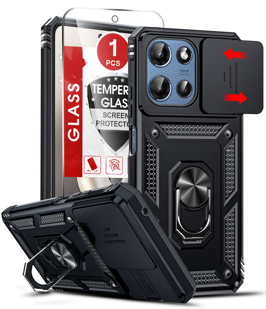 LeYi for Moto G-Power 2025 Case/Moto G-Power 2026 Case: with Slide Camera Cover and Screen Protector, Rugged Shockproof Cell Cover Magnetic Ring Stand Funda para Motorola G Power 2026/2025