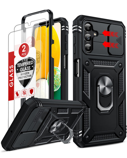LeYi Samsung Galaxy A13 5G Case: Slide Camera Cover + [2 Packs] Screen Protector, 360 Military-Grade Phone Case with Kickstand