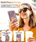 LeYi for Galaxy A17-5G Phone Case: 2 Pack Tempered Glass Screen Protector and 360¡ã Rotatable Ring Holder Magnetic Kickstand, Plating Rose Gold Edge para Samsung A 17 5G