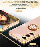 LeYi for Samsung Galaxy S25-FE Case: 2 Pack Screen Protector and 360¡ã Rotatable Ring Holder Magnetic Kickstand, Plating Rose Gold Edge Cell Basic Funda para S25FE