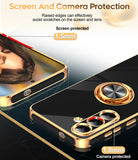 LeYi for Samsung Galaxy S25-FE Case: 2 Pack Screen Protector and 360¡ã Rotatable Ring Holder Magnetic Kickstand, Plating Rose Gold Edge Cell Basic Funda para S25FE