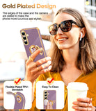 LeYi for Samsung Galaxy S25-FE Case: 2 Pack Screen Protector and 360¡ã Rotatable Ring Holder Magnetic Kickstand, Plating Rose Gold Edge Cell Basic Funda para S25FE