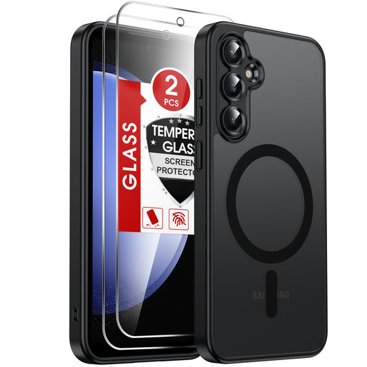 LeYi for Samsung Galaxy S23-FE Case: Compatible with Mag-Safe with Screen Protector, Military-Grade Matte Translucent Soft-Touch Skin Funda para S23FE S 23 FE