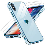 LeYi for iPhone-Xs-Case: for iPhone-X-Case with Screen Protector [2 Pack] + Full Camera Lens Protection, Love Heart PlatingCute Luxury Soft TPU Shockproof Cover