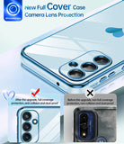 LeYi for Samsung Galaxy S23-FE Case: Tempered Glass Screen Protector [2 Pcs]+ Full Camera Lens Protection, Love Heart Plating Women Cute Luxury Soft TPU Shockproof