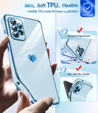 LeYi for Samsung A52 Phone case: with Tempered Glass Screen Protector [2 Pcs] + Full Camera Protection, Love Heart Plating Girly Women Soft TPU Case