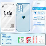 LeYi for Samsung A52 Phone case: with Tempered Glass Screen Protector [2 Pcs] + Full Camera Protection, Love Heart Plating Girly Women Soft TPU Case