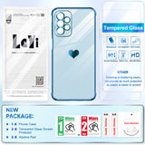 LeYi for Samsung Galaxy A23 5G Case: with Screen Protector [2 Pcs]+ Full Camera Protection, Love Heart Plating Girly Women Cute Luxury Soft TPU Case