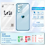 LeYi Compatible for Galaxy A54-5G Phone Case: with 2Pcs Tempered Glass Screen Protector+ Full Camera Lens Protection,[Love Heart Pattern] Plating Gold Edge