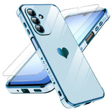 LeYi for Samsung Galaxy A17 5G Case with Full Camera Lens Protection,Love Heart Plating Girly Women Cute Luxury Soft TPU Shockproof Case