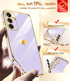 LeYi for Samsung Galaxy A25 5G Phone Case: with Tempered Glass Screen Protector [2 Pcs]+ Full Camera Lens Protection, Love Heart Plating Women Luxury Soft TPU Shockproof Case