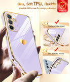 LeYi Compatible for Galaxy A54-5G Phone Case: with 2Pcs Tempered Glass Screen Protector+ Full Camera Lens Protection,[Love Heart Pattern] Plating Gold Edge
