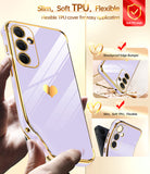 LeYi for Galaxy A35-5G Phone Case: Tempered Glass Screen Protector [2 Pcs]+ Full Camera Lens Protection, Love Heart Plating Girly Women Luxury Soft TPU Shockproof Case