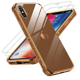 LeYi for iPhone-Xs-Case: for iPhone-X-Case with Screen Protector [2 Pack] + Full Camera Lens Protection, Love Heart PlatingCute Luxury Soft TPU Shockproof Cover