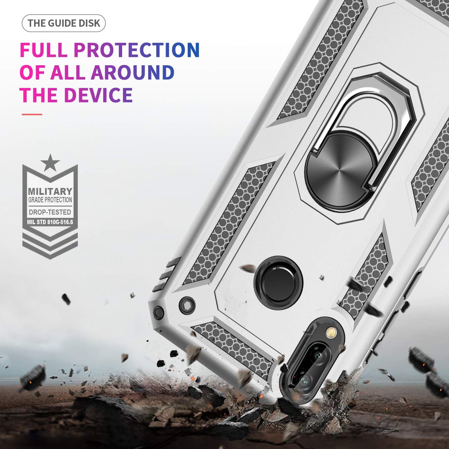 LeYi Xiaomi Redmi Note 7 Case with Ring Holder Kickstand, Full Body Protective Silicone TPU Gel Shockproof Tough Armour Cover with Screen Protector