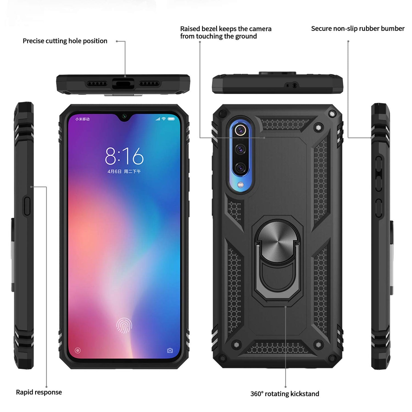 #color_xiaomimi9case Black