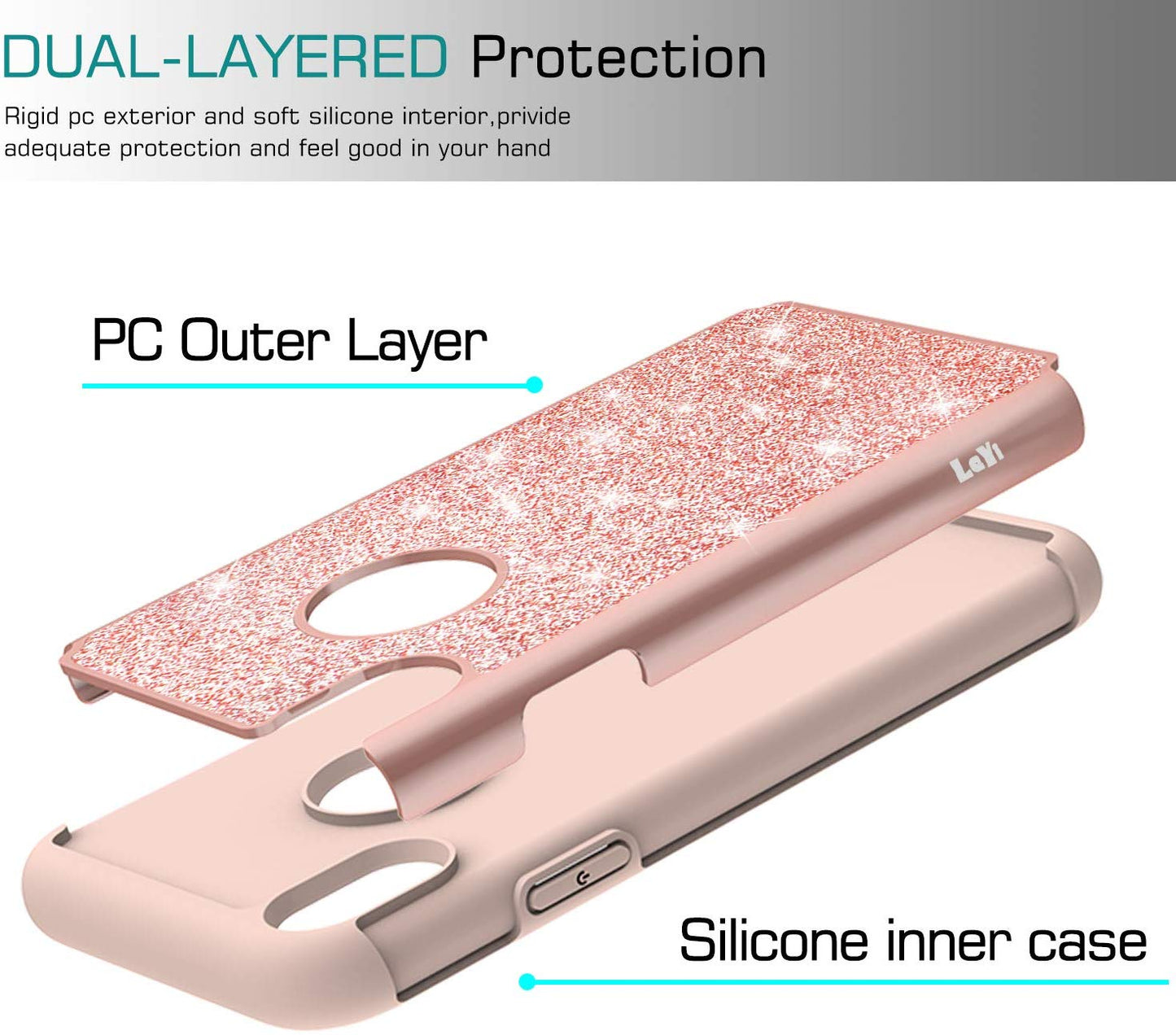iPhone XR Case with Tempered Glass Screen Protector [2 Pack], LeYi  Phone Cover Cases for Apple iPhone XR 10 10XR (6.1") TP Rose Gold