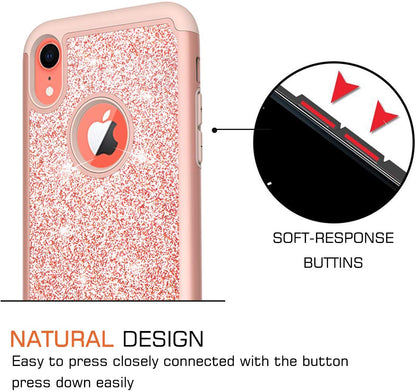 iPhone XR Case with Tempered Glass Screen Protector [2 Pack], LeYi  Phone Cover Cases for Apple iPhone XR 10 10XR (6.1") TP Rose Gold