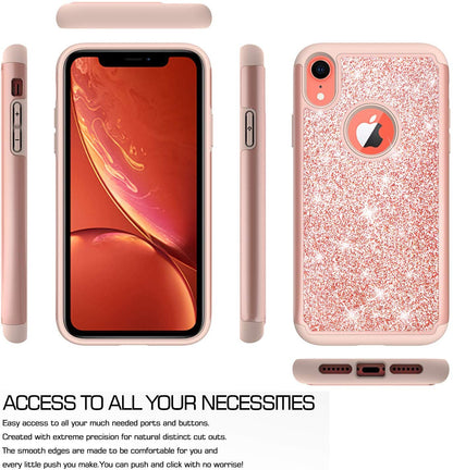 iPhone XR Case with Tempered Glass Screen Protector [2 Pack], LeYi  Phone Cover Cases for Apple iPhone XR 10 10XR (6.1") TP Rose Gold